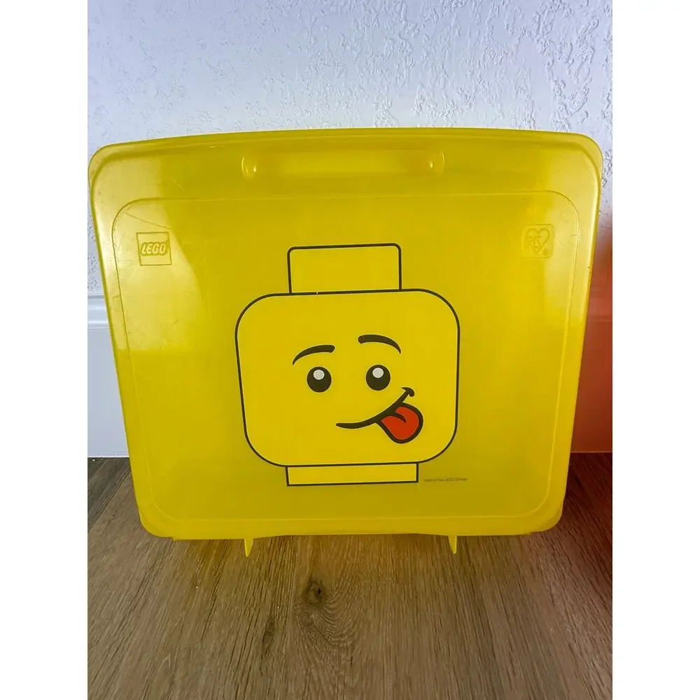 LEGO Minifigure Head Storage Case Gently Used Lot of 2 Red Yellow